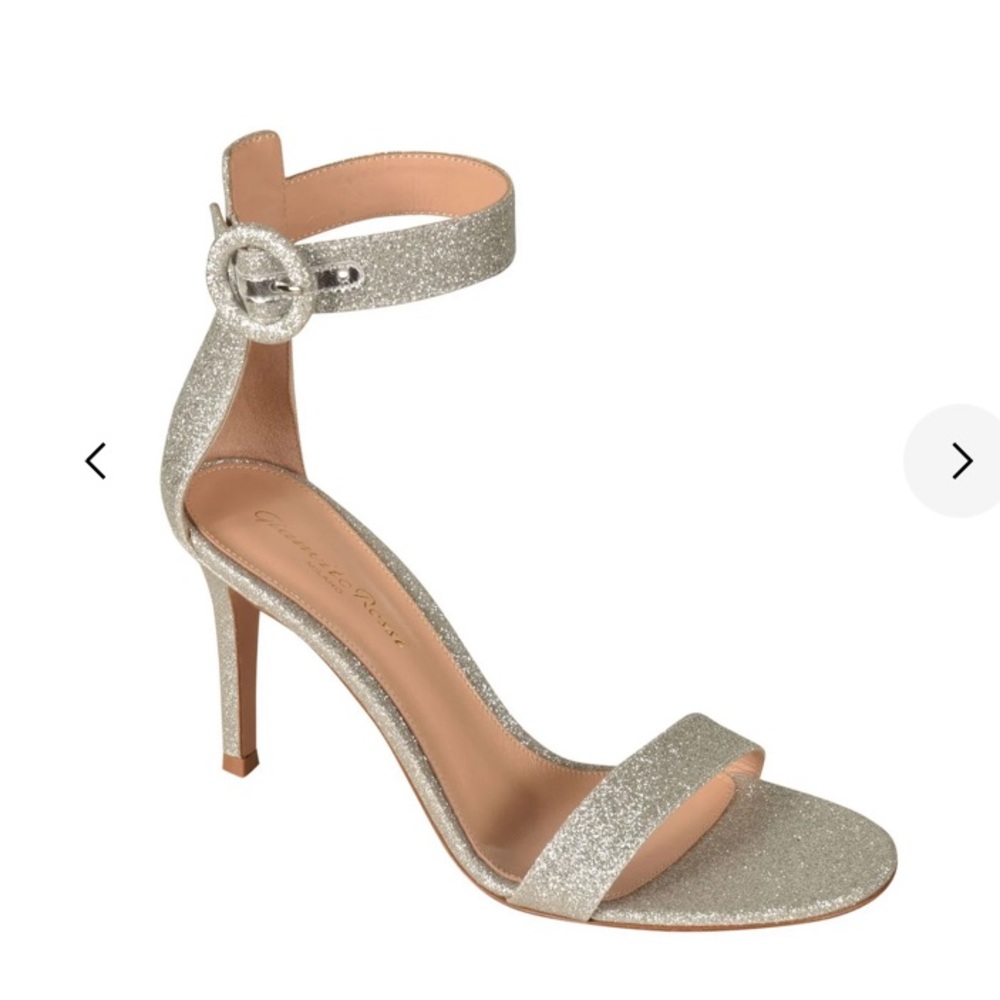 Gianvito Rossi Portofino glitter suede white heels size 37.5 MK